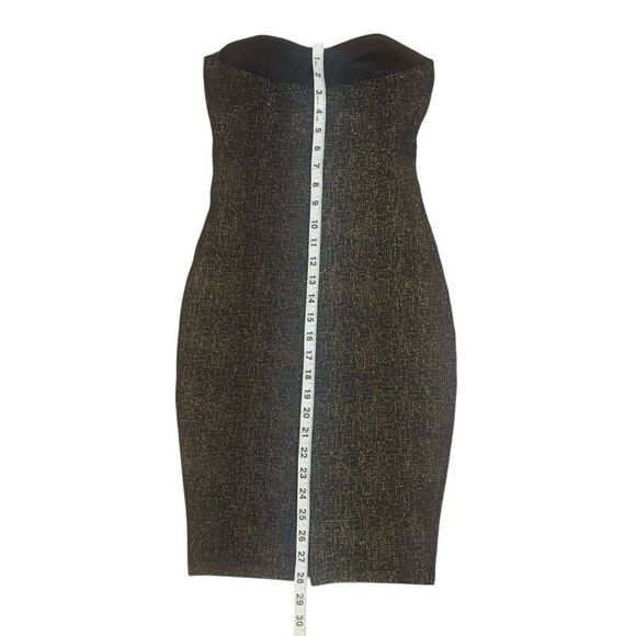 Windsor Elegant Black & Gold Metallic Strapless Mini Dress Size S Chico - Picture 11 of 13